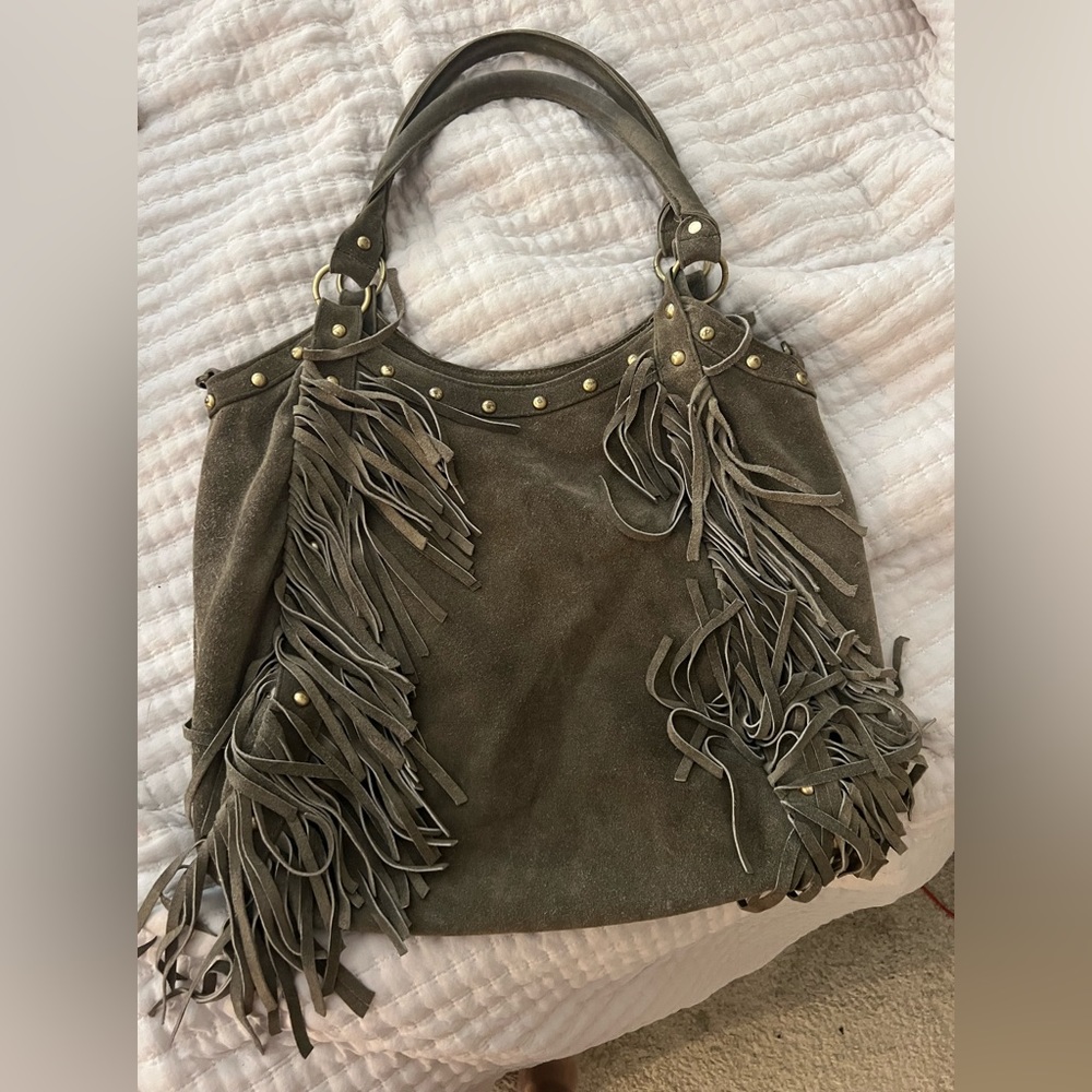 Statement hobo suede bag